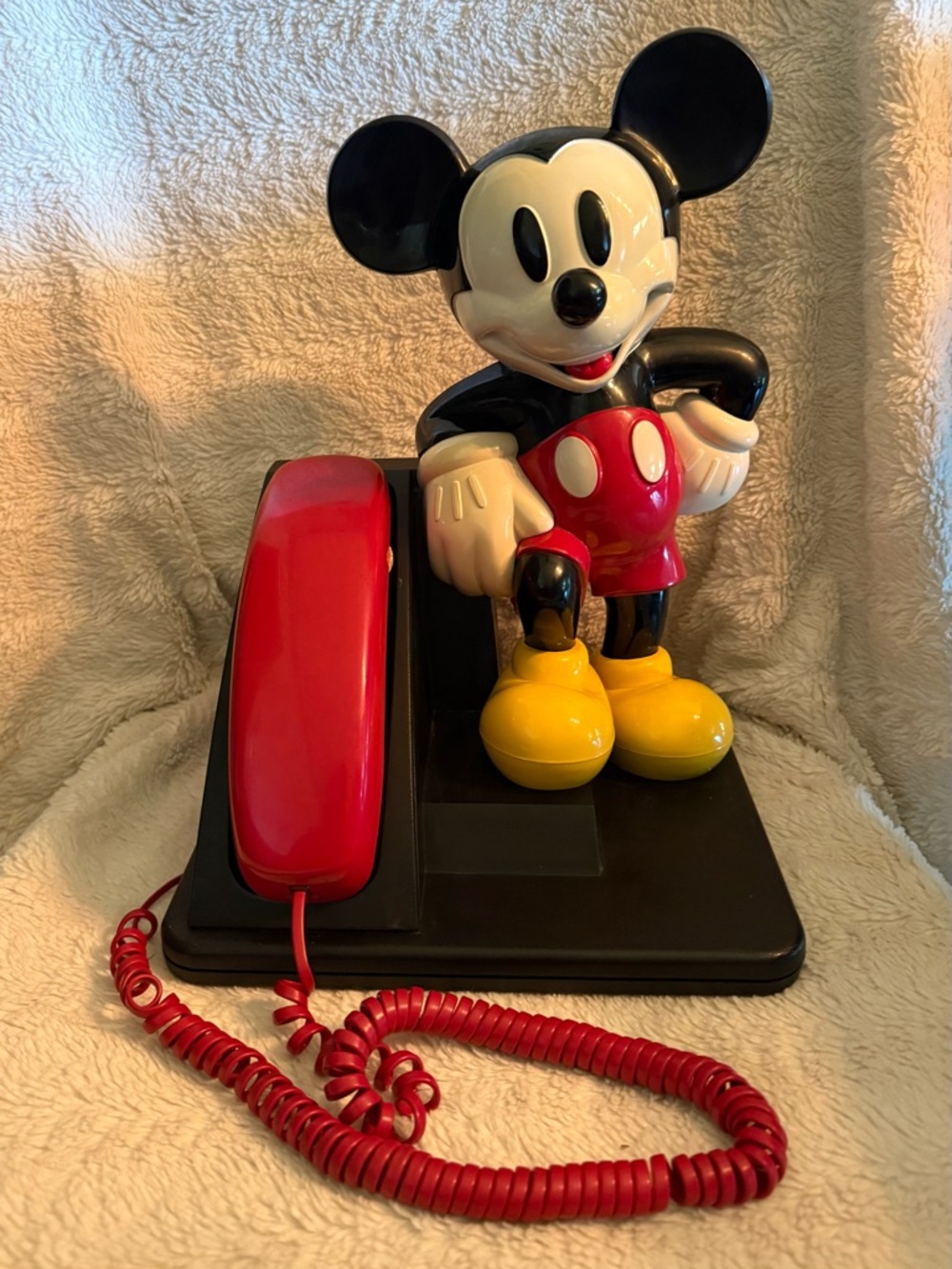 Mickey Mouse Vintage-Style Red Phone with Yellow Shoes